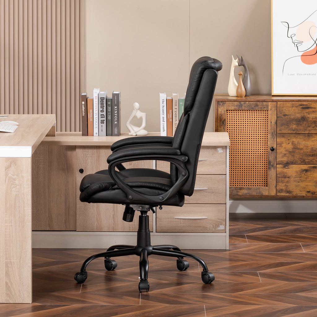 Mainstays Executive Ergonomic High Back Leather Home Office Desk Chair, Black
