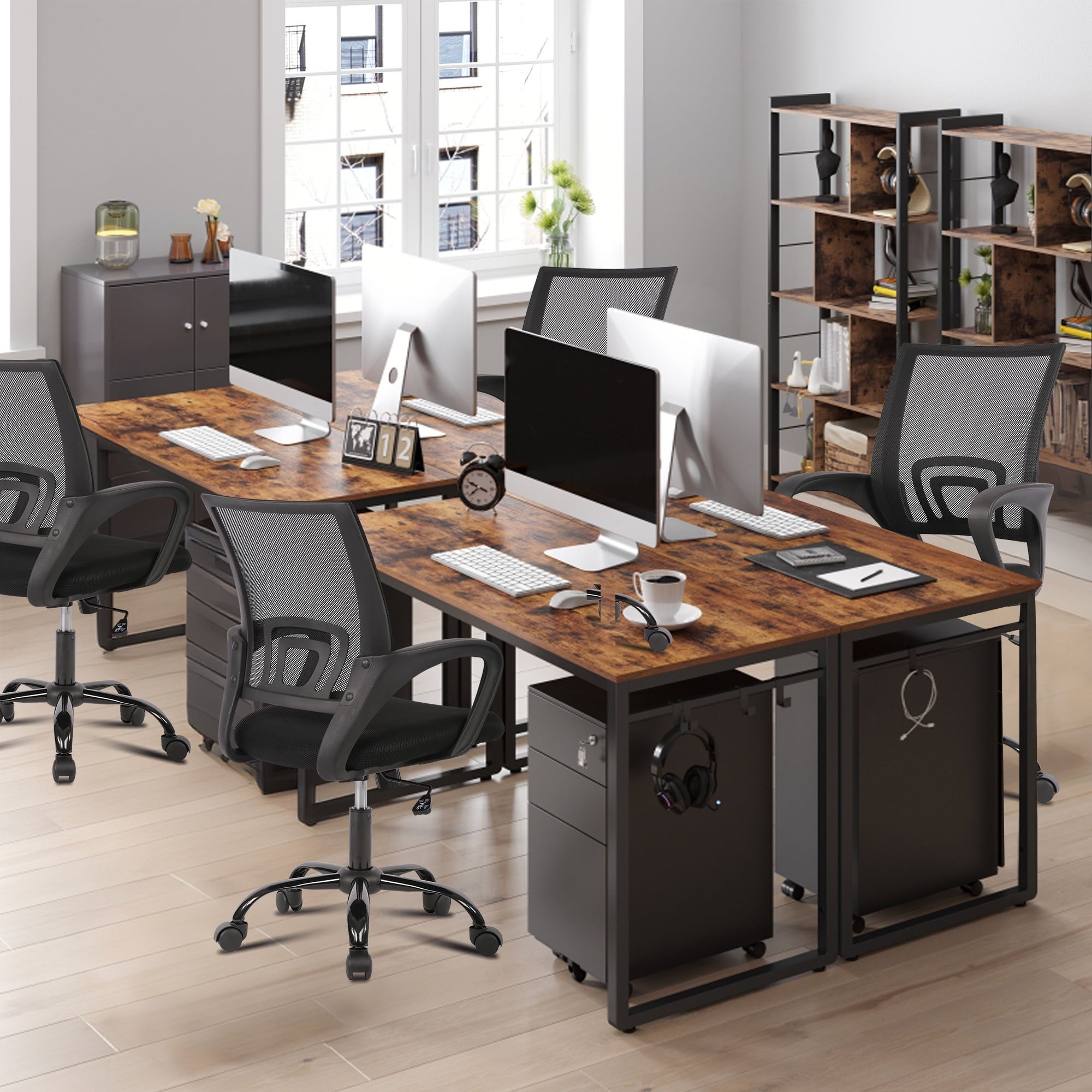 JONPONY Ergonomic Office Chair, Lumbar Support, Adjustable Height with Armrests for Adults,Black