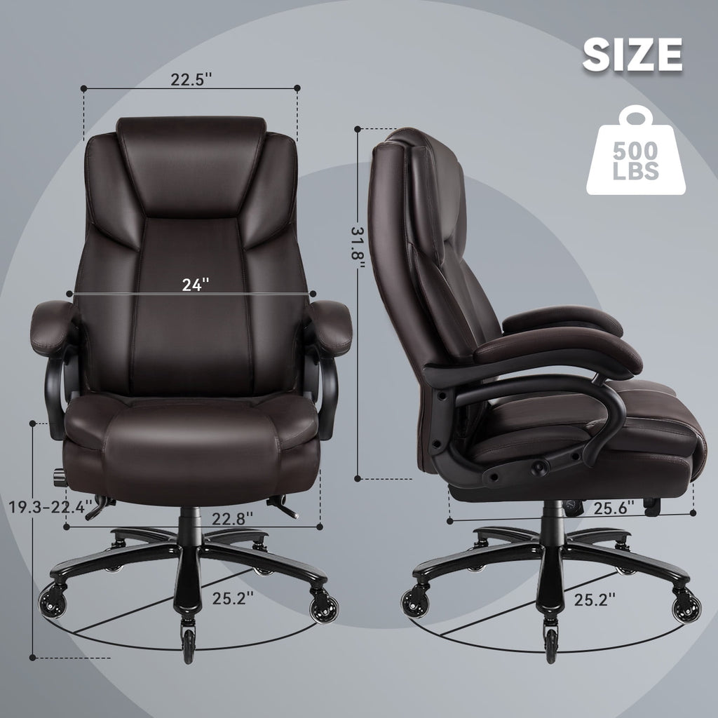 BOSSIN 500lbs Big and Tall Office Chair,Heavy Duty Computer Desk Chair with Adjustable Lumbar Support