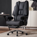 ATMILD High Back Ergonomic Office Chair Big and Tall Leather Executive Computer Desk Chair with Footrest, Black