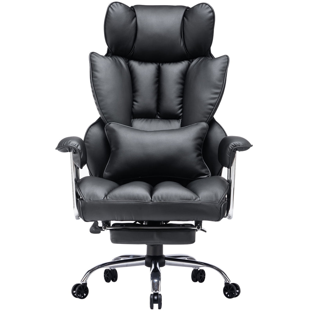 ATMILD 400 lbs Big and Tall Ergonomic PU Leather Office Chair with Footrest, Black