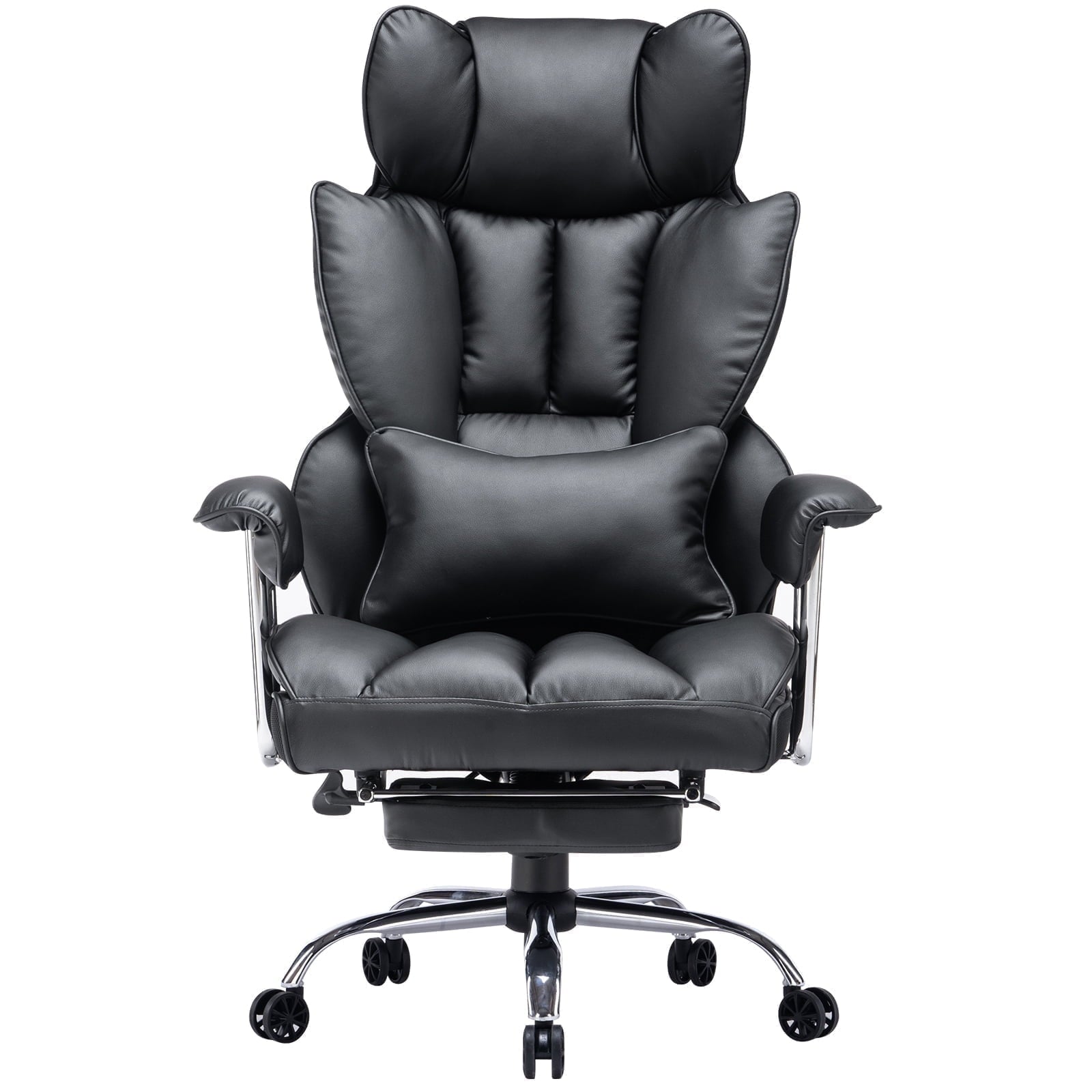 ATMILD 400 lbs Big and Tall Ergonomic PU Leather Office Chair with Footrest, Black