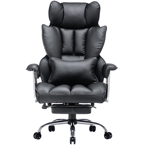 ATMILD 400 lbs Big and Tall Ergonomic PU Leather Office Chair with Footrest, Black