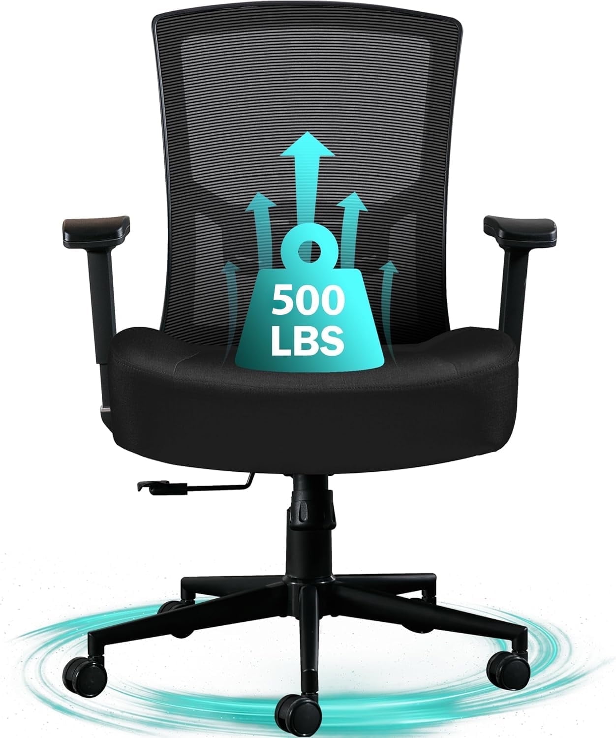 JONPONY Ergonomic Office Chair, Lumbar Support, Adjustable Height with Armrests for Adults,Black