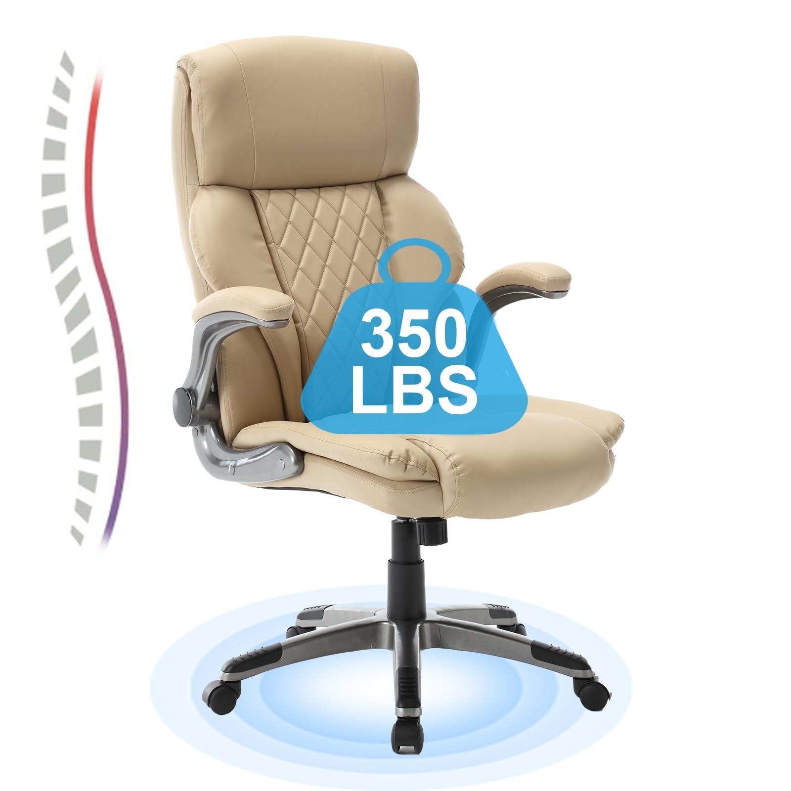 JONPONY Ergonomic Office Chair, Lumbar Support, Adjustable Height with Armrests for Adults,Black