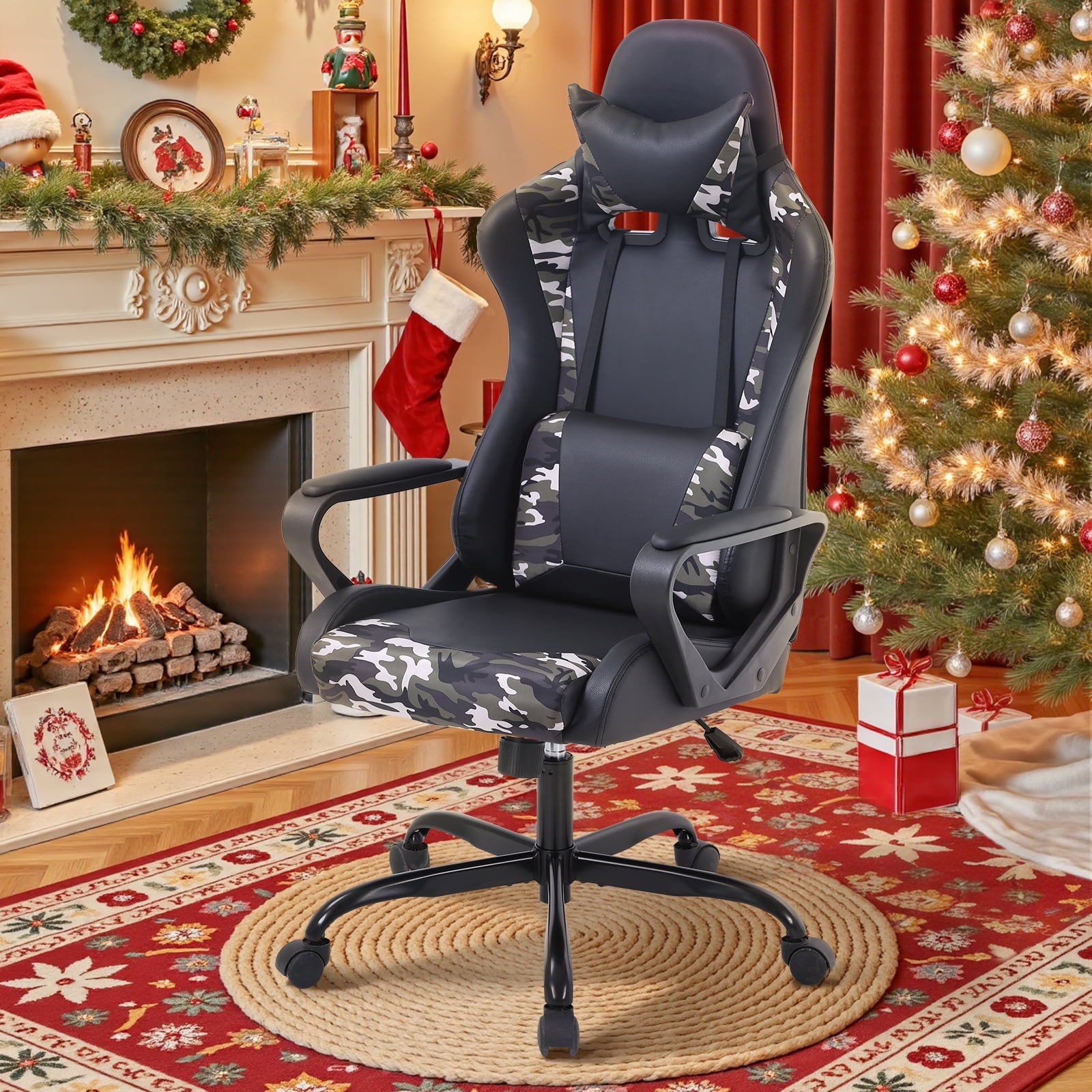 NiamVelo Leather Gaming Chair Ergonomic Video Game Chairs with Flip up Arms, Adjustable Rolling Swivel Chair for Adult Teen, White