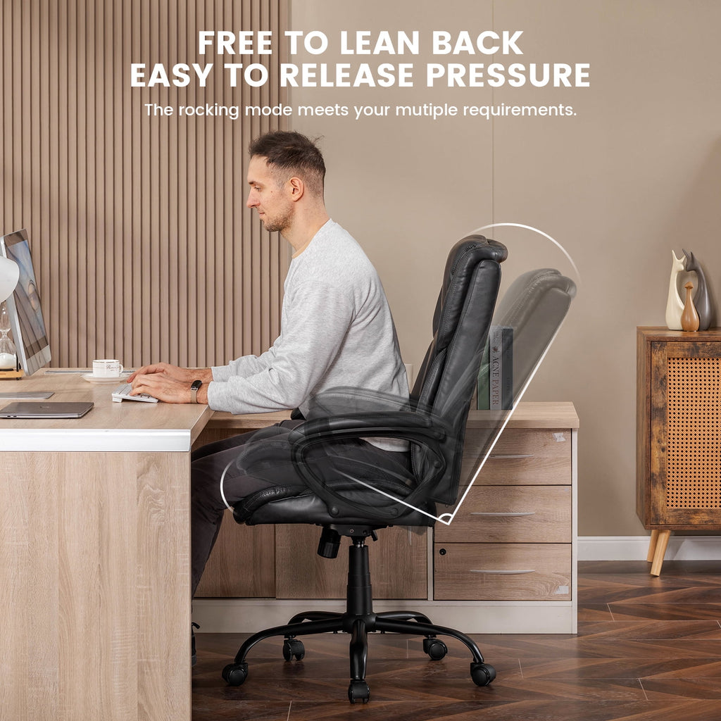 Mainstays Executive Ergonomic High Back Leather Home Office Desk Chair, Black